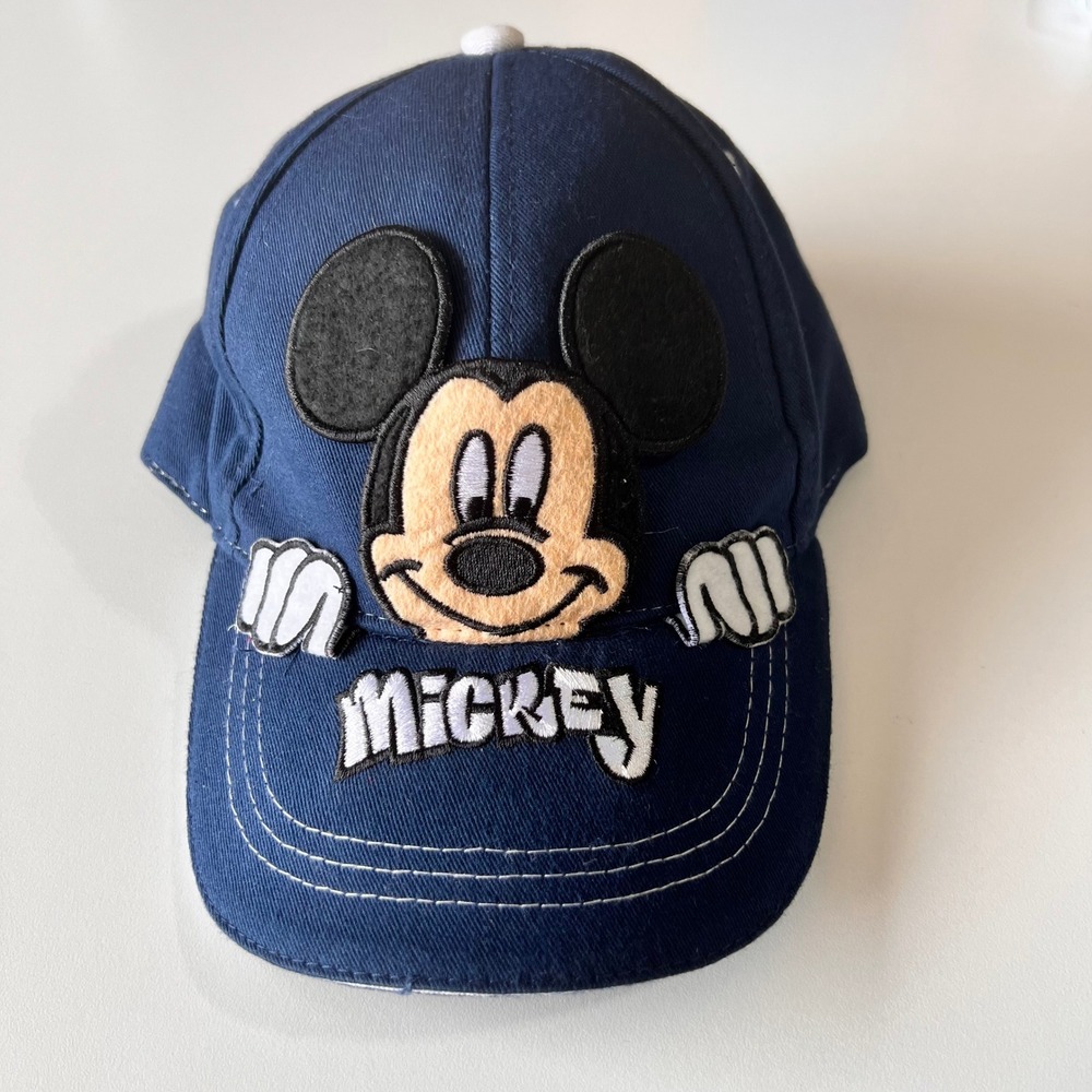 Disney Mickey Mouse Boys Baseball Hat Navy Blue 3D Applique Adjustable Cap